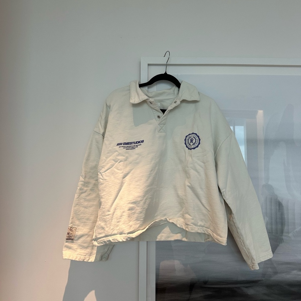 Cream Sweatshirt with Blue EME Logo